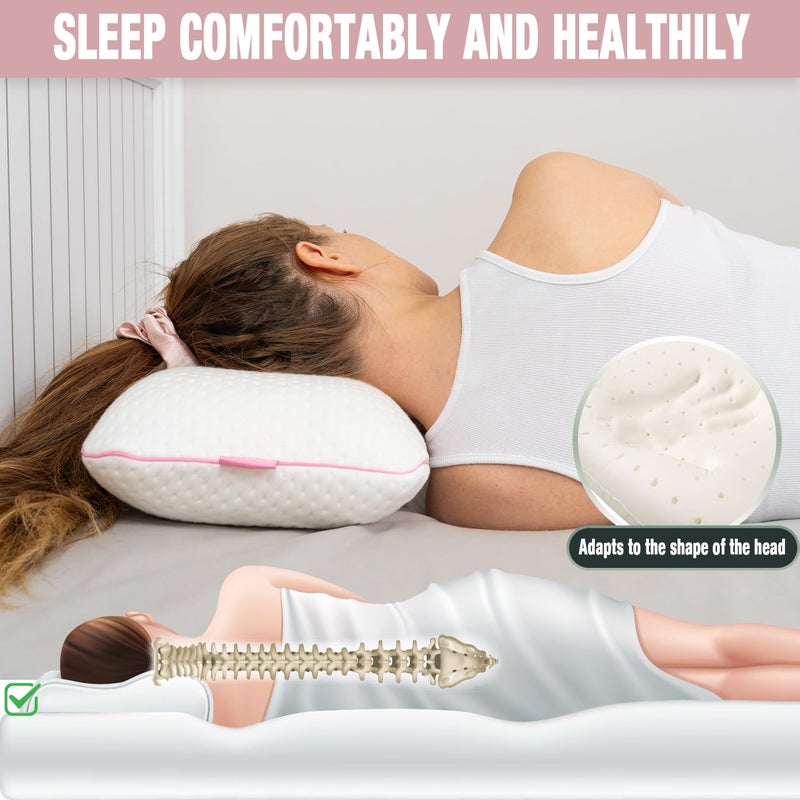 alkamto Travel & Camping Comfortable Memory Foam Pillow â€“ Easy to Carry Portable Bag â€“ Temperature Regulating Pillow Case (Pink + Extra Cover) - Image 3