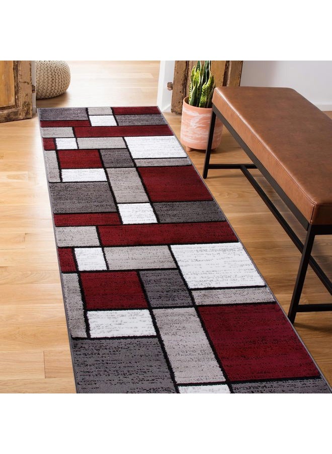 Rugshop سجادة عداء صناديق حديثة معاصرة 2' x 7'2" أحمر - Image 1