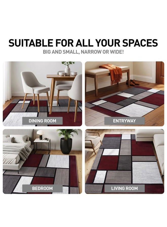 Rugshop سجادة عداء صناديق حديثة معاصرة 2' x 7'2" أحمر - Image 3