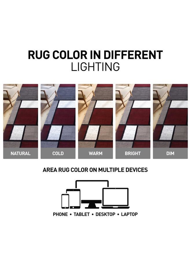 Rugshop سجادة عداء صناديق حديثة معاصرة 2' x 7'2" أحمر - Image 5