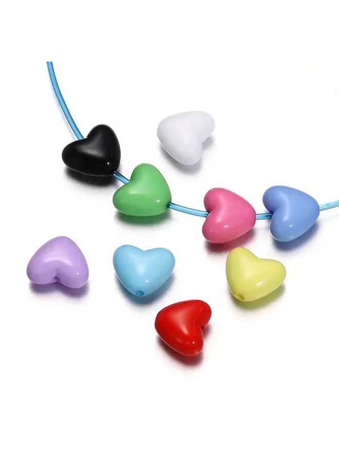 50 Pcs Heart Shaped Acrylic Spacer Beads Mixed Color Smooth Finish For DIY Bracelets Necklaces Jewelry Making Jewelry Supplies - Image 1