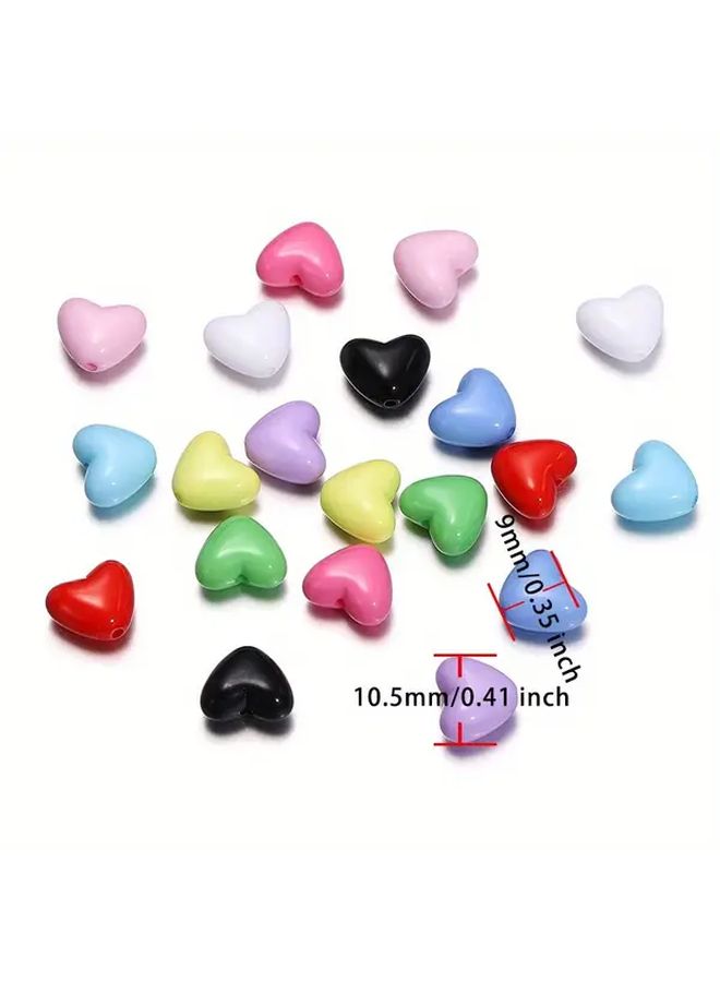 50 Pcs Heart Shaped Acrylic Spacer Beads Mixed Color Smooth Finish For DIY Bracelets Necklaces Jewelry Making Jewelry Supplies - Image 4