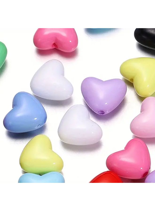 50 Pcs Heart Shaped Acrylic Spacer Beads Mixed Color Smooth Finish For DIY Bracelets Necklaces Jewelry Making Jewelry Supplies - Image 3