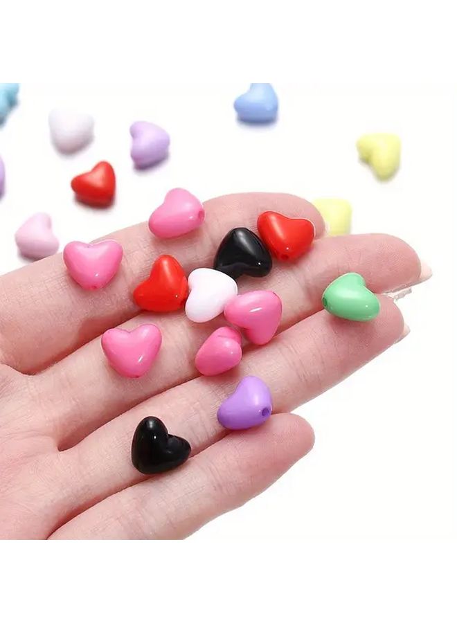 50 Pcs Heart Shaped Acrylic Spacer Beads Mixed Color Smooth Finish For DIY Bracelets Necklaces Jewelry Making Jewelry Supplies - Image 2