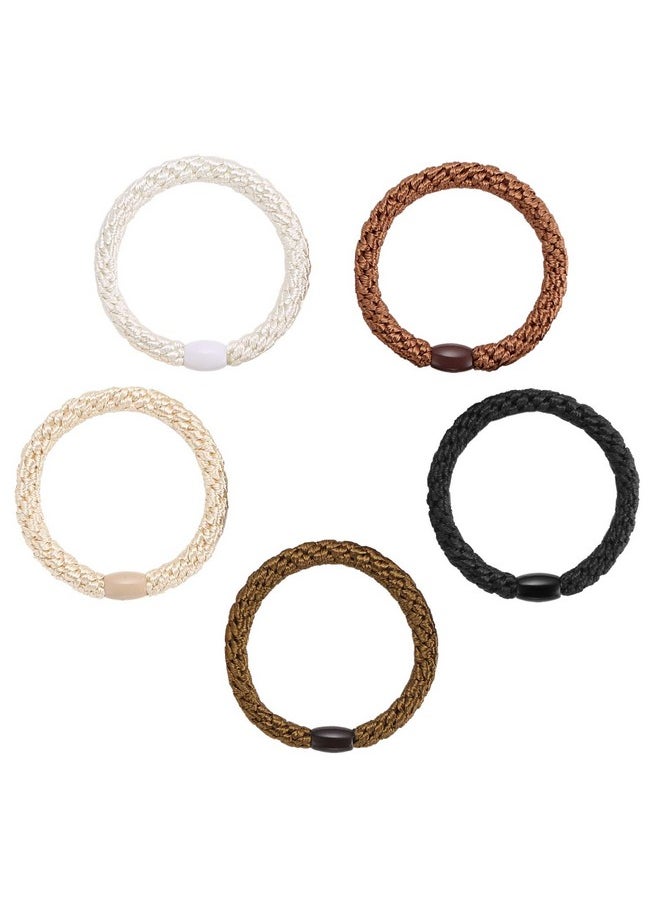 Funtopia - S For Women Girls, Funtopia 30 Pcs Elastics Hair Bands Ponytail Holders For Thick Hair, No Damage No Crease Hair Elastics (Black/Brown/White/Beige/Coffee) - Image 1