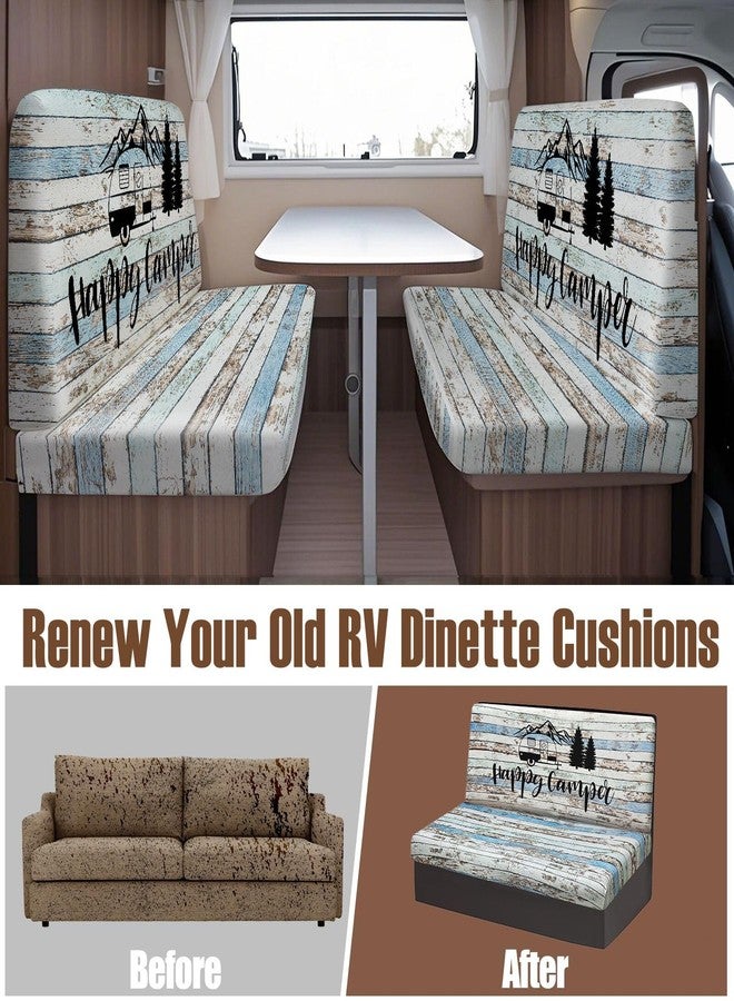 BBSET Rv Dinette Cushion Covers Stretch Washable Rv Cushion Slipcove Replacement for Camper Car Bench, 2 Pillowcase, 2 Backrest and 2 Bench Covers (Light Blue Wooden) - Image 2