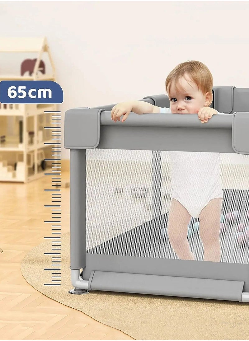 EzzySo Baby Playpen Fence With Ocean Balls and Pull tabs Baby Playard with Gate Infant Indoor And Outdoor Kids Activity Center 120x150cm  - Image 3