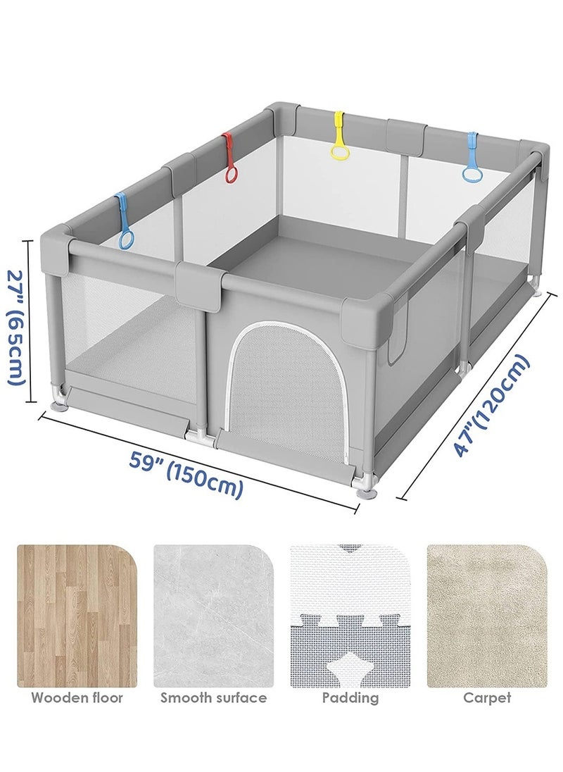 EzzySo Baby Playpen Fence With Ocean Balls and Pull tabs Baby Playard with Gate Infant Indoor And Outdoor Kids Activity Center 120x150cm  - Image 5