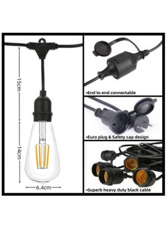 HUA QIANG WANG 33FT Outdoor String Lights, 10 Meter 20 Hanging Sockets Decorative Lights for Outdoor Garden  - Image 2