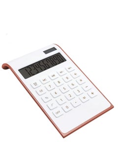 SYOSI Rose Gold Calculator, Rose Gold Office Supplies and Accessories, 10 Digits Solar Battery Basic Office Calculator, Dual Power Desktop Calculator with Large LCD Display, Pink Office Supplies  - Image 1