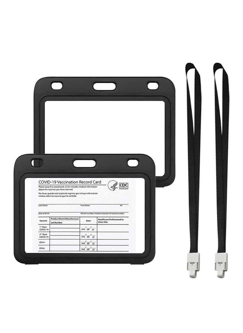 Excefore - Vaccine Card Protector, CDC Vaccination Card Protector, Immunization Record Vaccine Cards Holder with Lanyard, Horizontal Style PP Plastic ID Badge Card Holder - Image 1