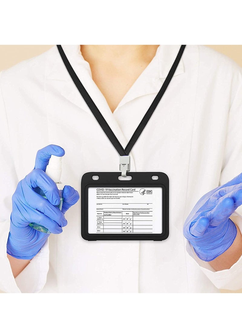 Excefore - Vaccine Card Protector, CDC Vaccination Card Protector, Immunization Record Vaccine Cards Holder with Lanyard, Horizontal Style PP Plastic ID Badge Card Holder - Image 1