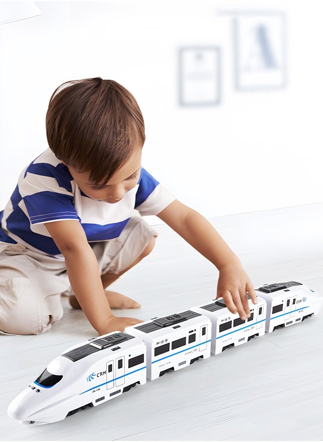 GROIC - Electric Train Toys with Light and Music, High Speed Electric Model Train Set, Children's Electric Train Track Toy Car Universal Driving, Automatically Avoiding and Turning Inertia Train Model - Image 1