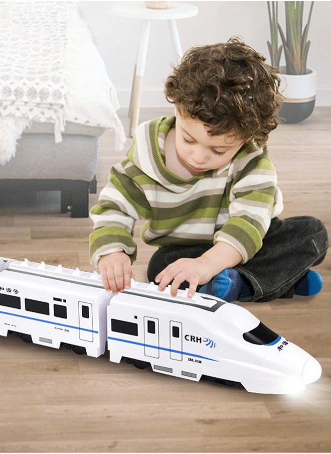 GROIC - Electric Train Toys with Light and Music, High Speed Electric Model Train Set, Children's Electric Train Track Toy Car Universal Driving, Automatically Avoiding and Turning Inertia Train Model - Image 1