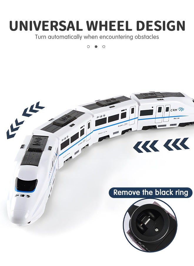 GROIC - Electric Train Toys with Light and Music, High Speed Electric Model Train Set, Children's Electric Train Track Toy Car Universal Driving, Automatically Avoiding and Turning Inertia Train Model - Image 1