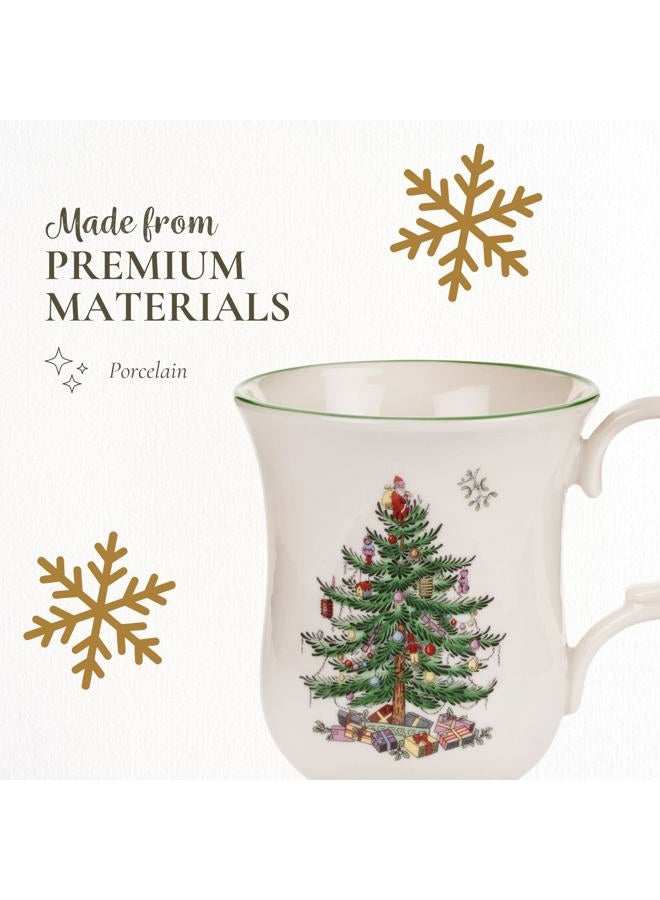 Spode Christmas Tree Collection Footed Mug, Set of 4, 12-Ounce Capacity, Romantic Shape, Tea Cup with Handle, Mug for Coffee, Hot Cocoa, and Lattes, Dishwasher Safe - Image 4