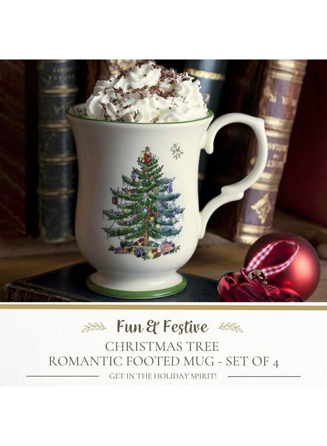 Spode Christmas Tree Collection Footed Mug, Set of 4, 12-Ounce Capacity, Romantic Shape, Tea Cup with Handle, Mug for Coffee, Hot Cocoa, and Lattes, Dishwasher Safe - Image 2