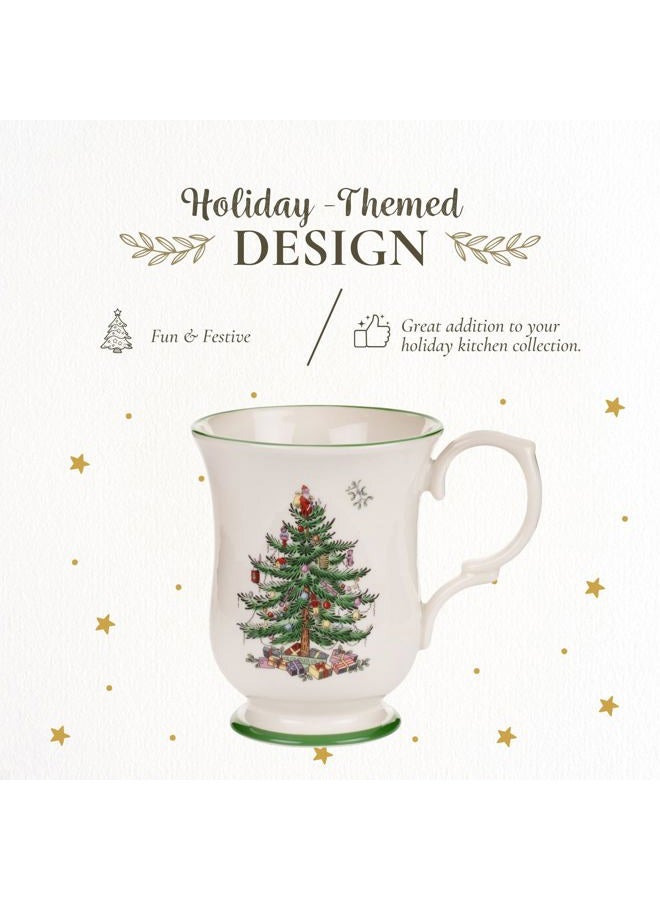 Spode Christmas Tree Collection Footed Mug, Set of 4, 12-Ounce Capacity, Romantic Shape, Tea Cup with Handle, Mug for Coffee, Hot Cocoa, and Lattes, Dishwasher Safe - Image 3