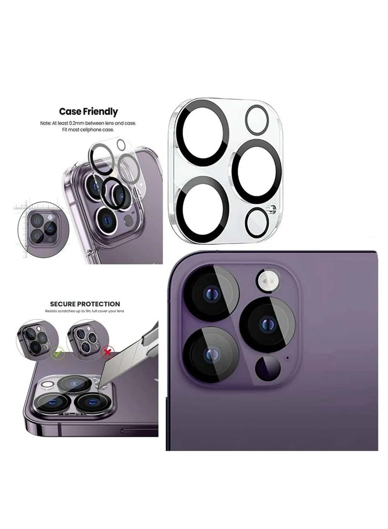 Wtech Apple iPhone 16 Pro / iPhone 16 Pro Max 2024 Premium Camera Lens Tempered Glass Protector Shield (MLHICL) - Clear/Black - Image 1