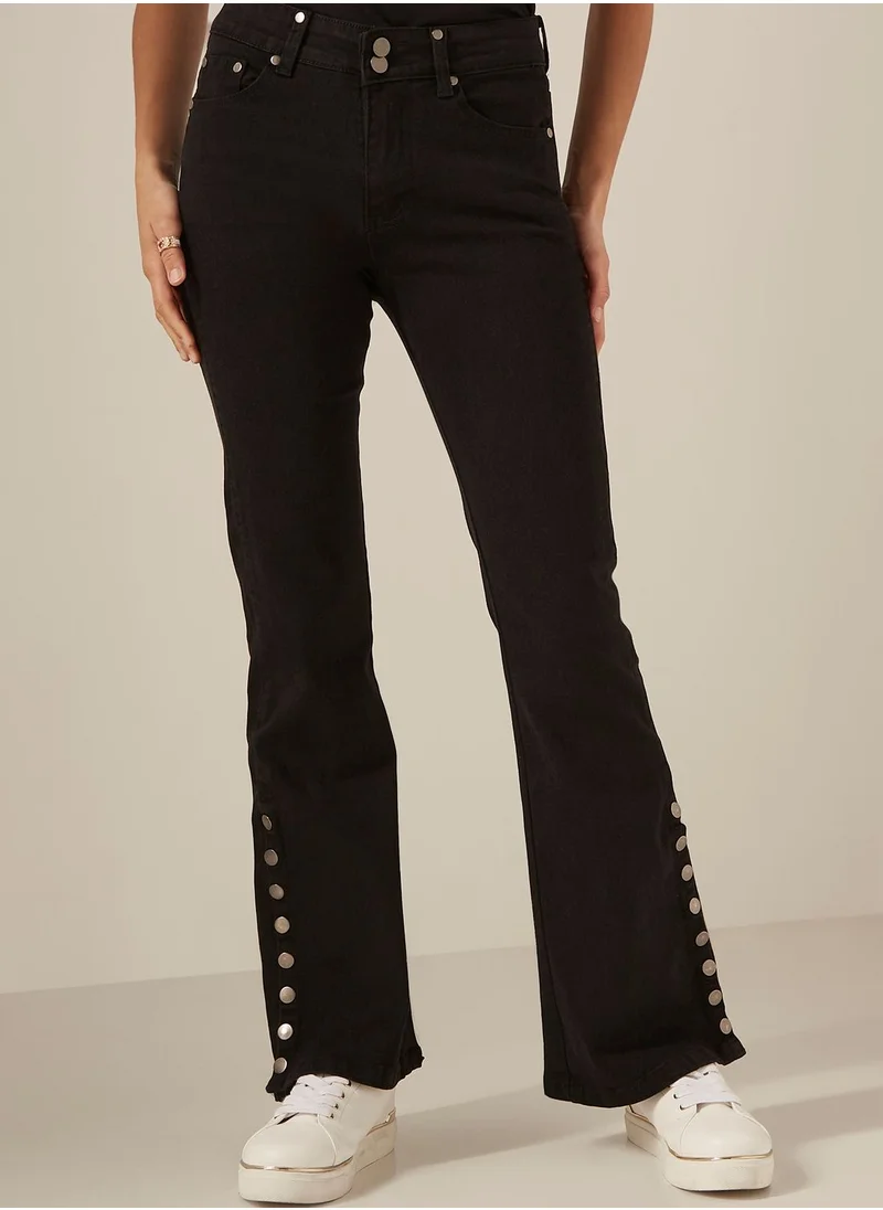 2Xtremz High Waist Button Detail Jeans