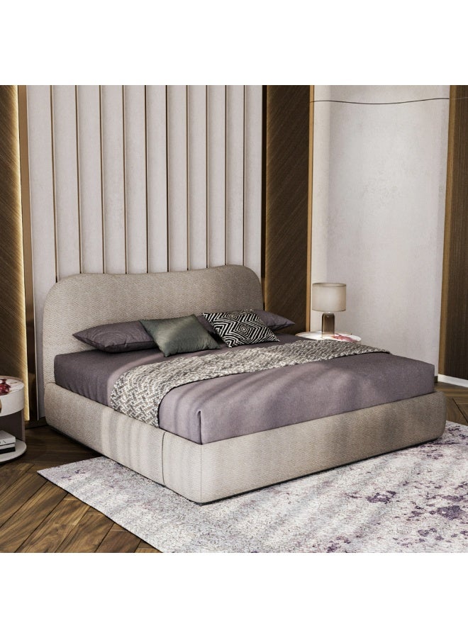 Al Home Chenille, Swedish Wood & Super King Bed MDF 200x200x125 cm - Beige - Image 5