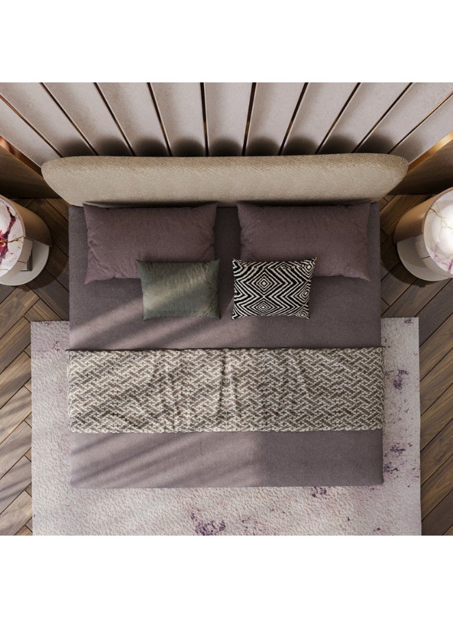 Al Home Chenille, Swedish Wood & Super King Bed MDF 200x200x125 cm - Beige - Image 3