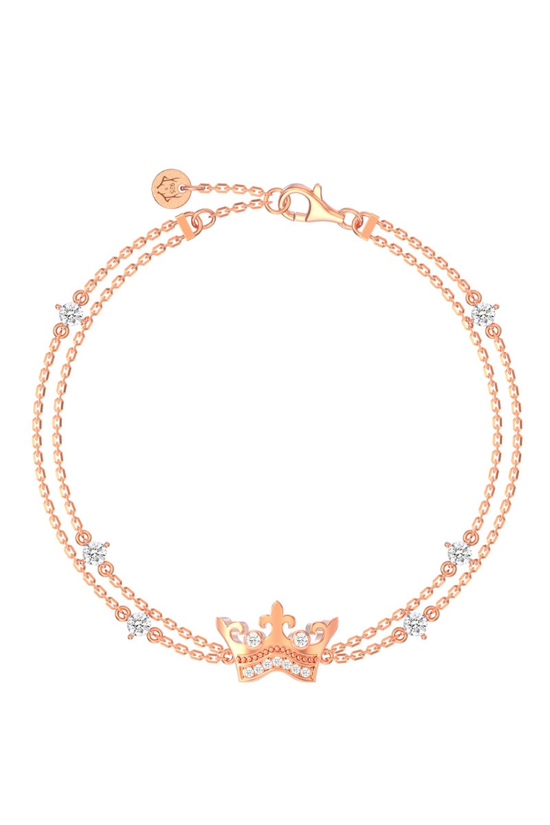 أونال سوار فضة إسترليني للسيدات مع تعليق تاج - مطلي بذهب وردي عيار 18 قيراط، هدية للزوجة أو الحبيبة - Image 5