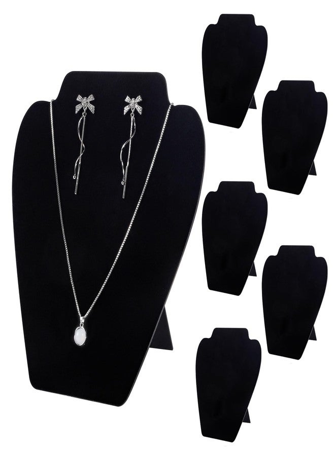 TENINYU Black Necklace Earring Jewelry Display Stand, 8 x 7 Inch Foldable Black Velvet Necklace Bust Easel Chain Holder Organizer Rack for Home or Store Show (6 Pack) - Image 1