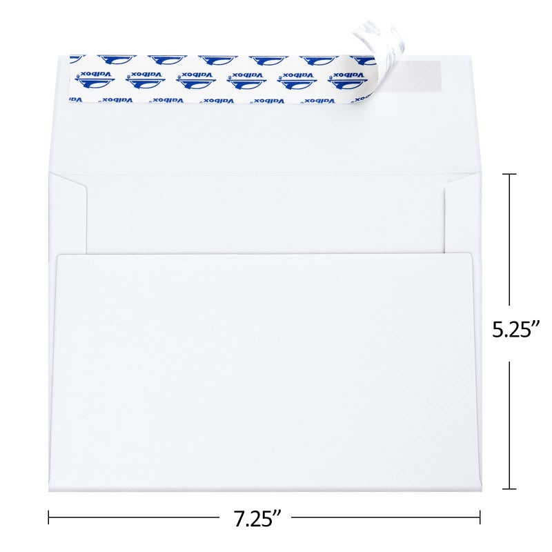 ValBox 5x7 Envelopes for Invitation 100 Qty A7 Envelopes Self Seal White, Printable Paper Envelope for 5x7 Cards, Weddings, Baby Shower, Stationery, Office, 5.25 x 7.25 Inches - Image 2