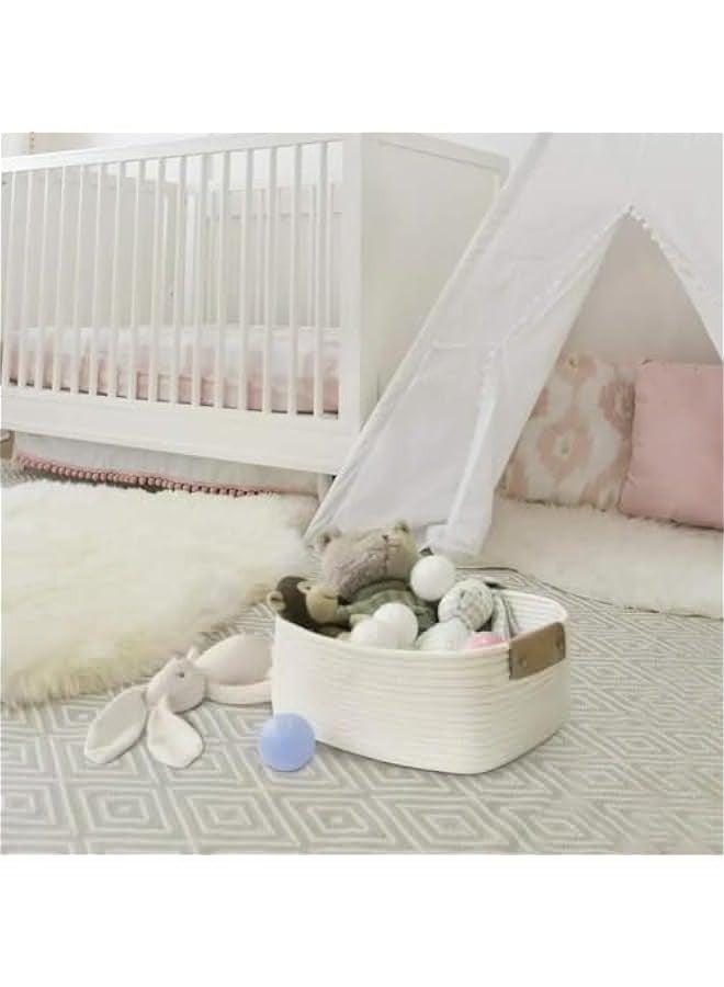 Beauenty Storage Basket, Storage Baskets for Shelves Organizer, Cotton Rope Baskets for Storage, Woven Basket for Toys,Towel Baskets for Bathroom (White,M) - Image 4