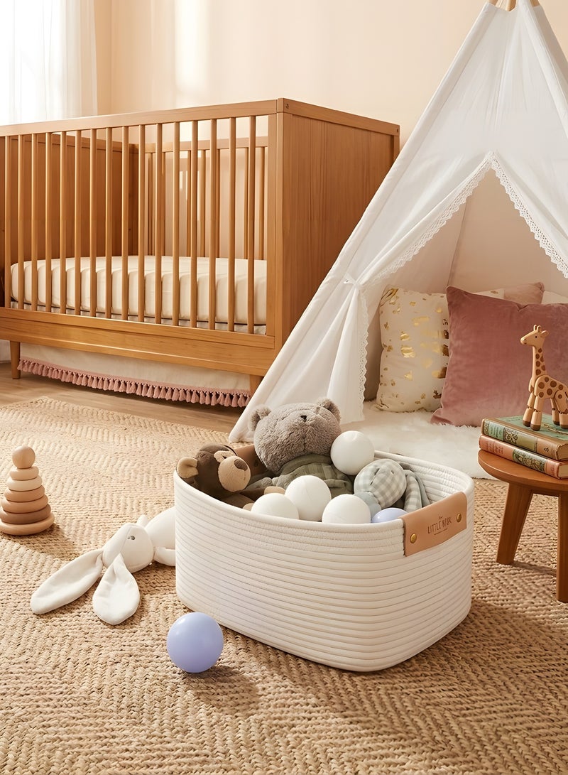 Beauenty Storage Basket, Storage Baskets for Shelves Organizer, Cotton Rope Baskets for Storage, Woven Basket for Toys,Towel Baskets for Bathroom (White,M) - Image 5