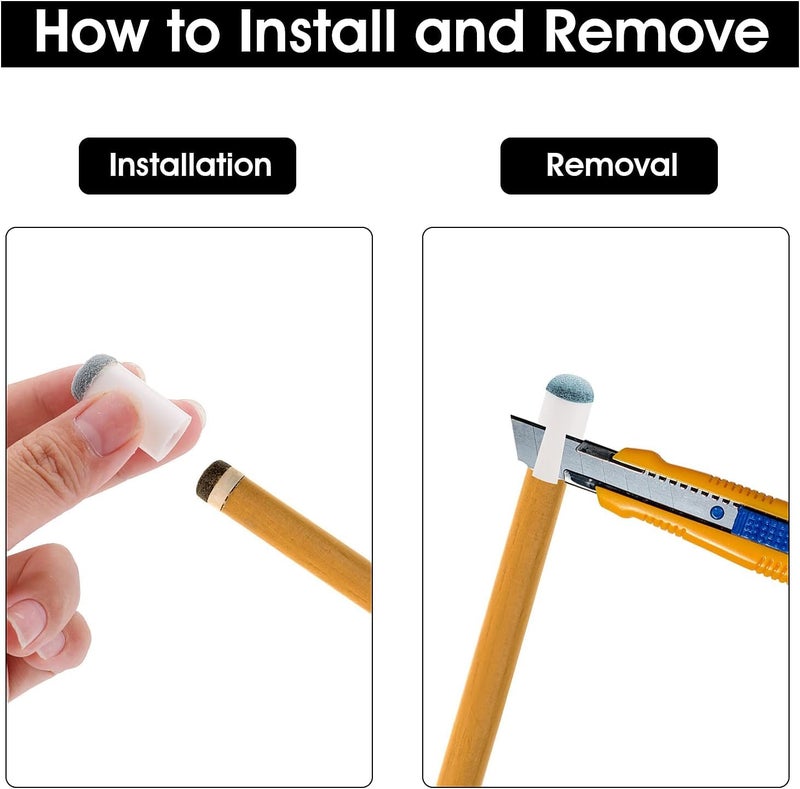 JBB 24 Pcs Pool Cue Tips Slip On Billiard Cue Tips for Pool Cue Sticks Replacement with Easy Installation, 12mm - Image 2