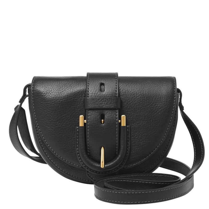 Fossil Women's Harwell Leather Small Flap Crossbody Purse Handbag, Black (Model: ZB1853001) - Image 1
