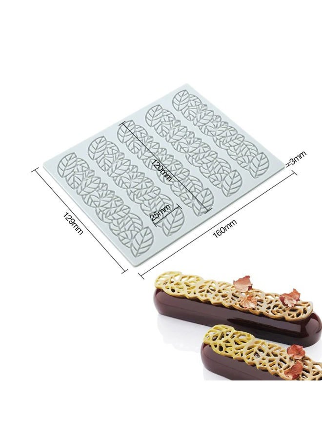 TUKE قوالب سيليكون على شكل ورقة مجوفة لقلب الشوكولاتة الهندسية 3D قوالب سيليكون لقوالب الحلوى ورقة زينة الكعكة تزيين الكب كيك (E_Leaf_6.4 * 5.16 * 0.12inch) - Image 2