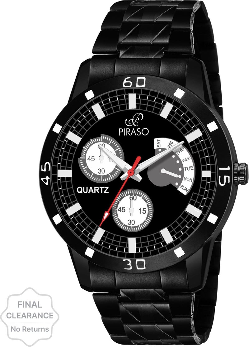 PIRASO Times Black Watch in - (Matte Chain) for Men's & Boys -32-BK-CK-Matte - Image 2