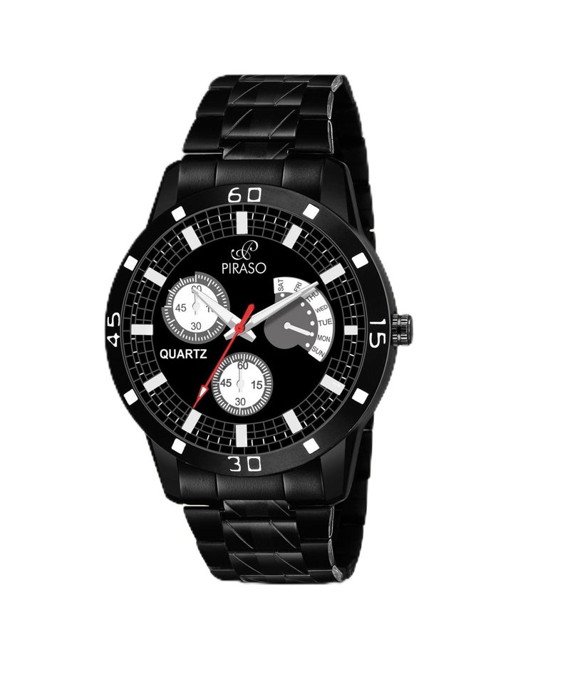 PIRASO Times Black Watch in - (Matte Chain) for Men's & Boys -32-BK-CK-Matte - Image 1