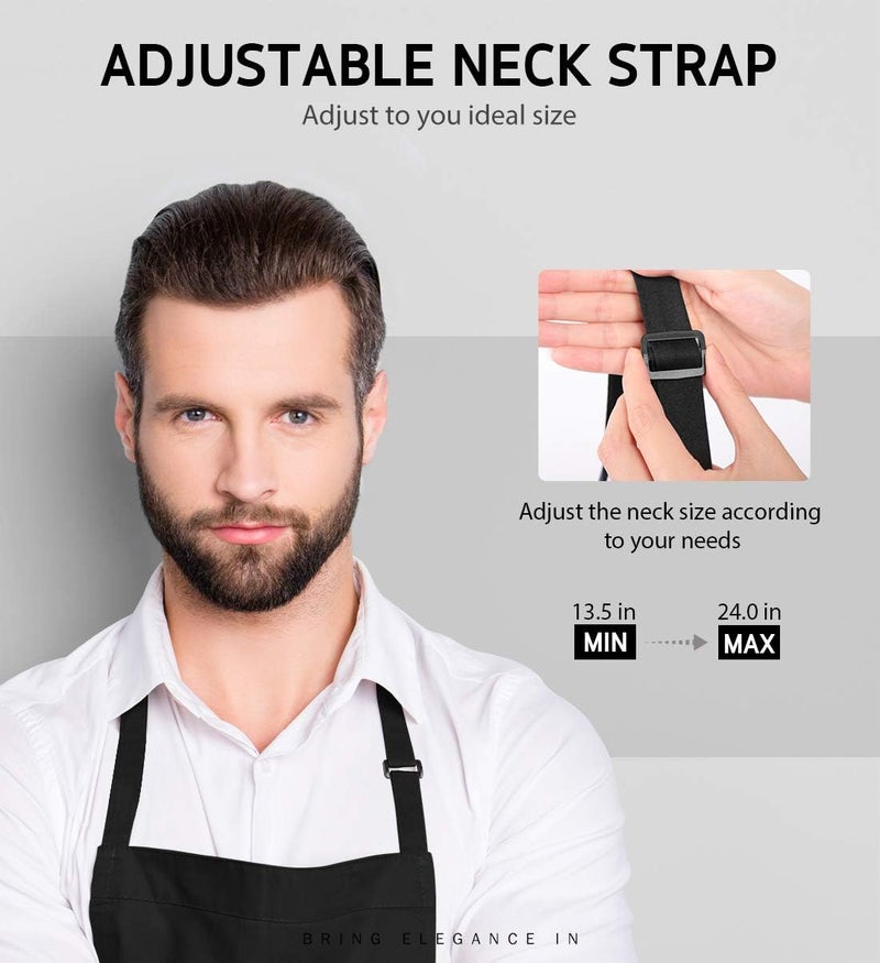 Syntus Apron for Men Women, Adjustable Cooking Kitchen Chef Aprons with 2 Pockets, Basic Black, 26.8 × 33.1 inch - Image 4