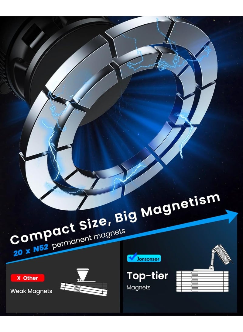 360 حامل جوال مغناطيسي قاعدي لاصق  لماج سيف  حامل جوال مغناطيسي للسيارة قابل للتعديل 360 درجة، حامل جوال للسيارة قابل للطي بحجم الجيب  حامل جوال للسيارة لسلسلة آيفون 17 16 15 14 13 12  اسود - Image 3