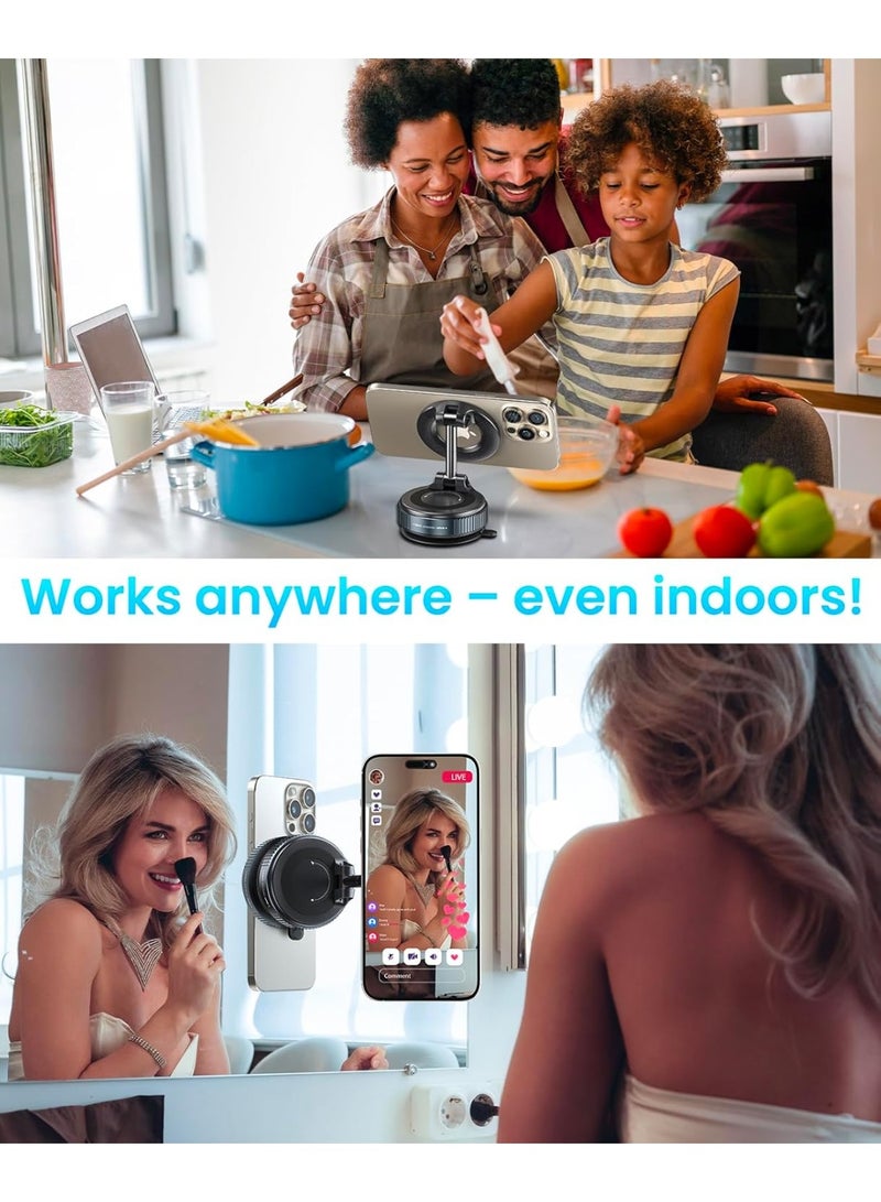 Magnetic phone holder with adhesive base for MagSafe, 360-degree adjustable magnetic car phone holder, pocket-sized foldable car phone holder for iPhone 17, 16, 15, 14, 13, and 12 series.Black - Image 4