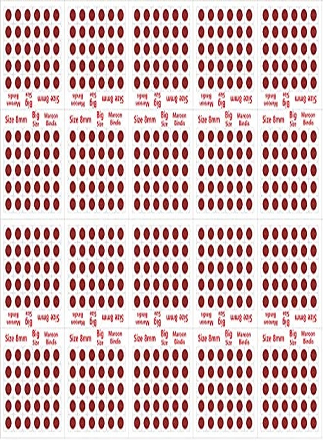 Vama Fashions Maroon Velet Big Round Bindi for Womens Bindi Stickers for Ladies (8MM Size,Pack of 600 Bindis) - Image 4