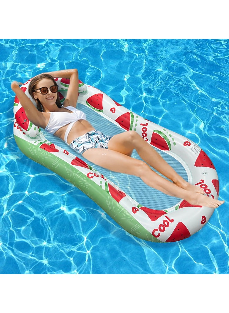 general Water net cloth floating bed inflatable recliner with cushions single thickened PVC watermelon net floating row - Image 1