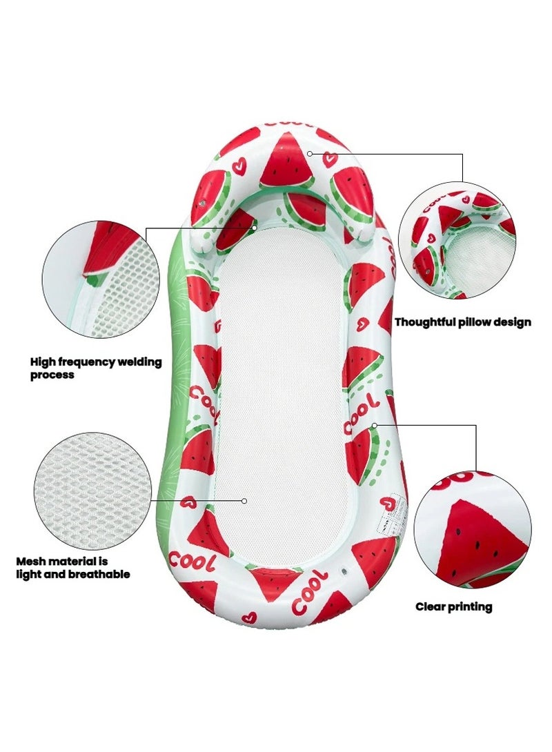 general Water net cloth floating bed inflatable recliner with cushions single thickened PVC watermelon net floating row - Image 2