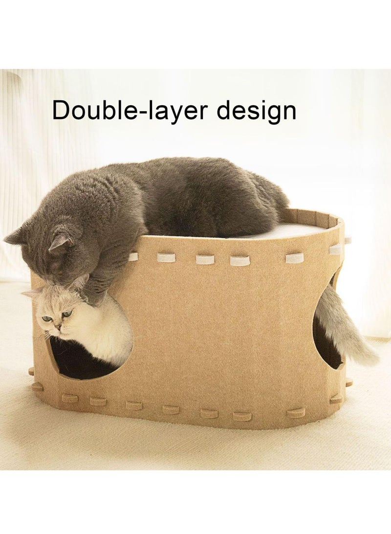 SOLARAE Cat Tunnel Bed, Indoor Cat Hideout, Cat Tunnel, Pet Hideout Bed, Cat Cave for Indoor Cats, Multifunctional High Capacity Removable Tear Resistant Washable Soft Cat Toy Tunnel Bed for Kitten and Cat - Image 2
