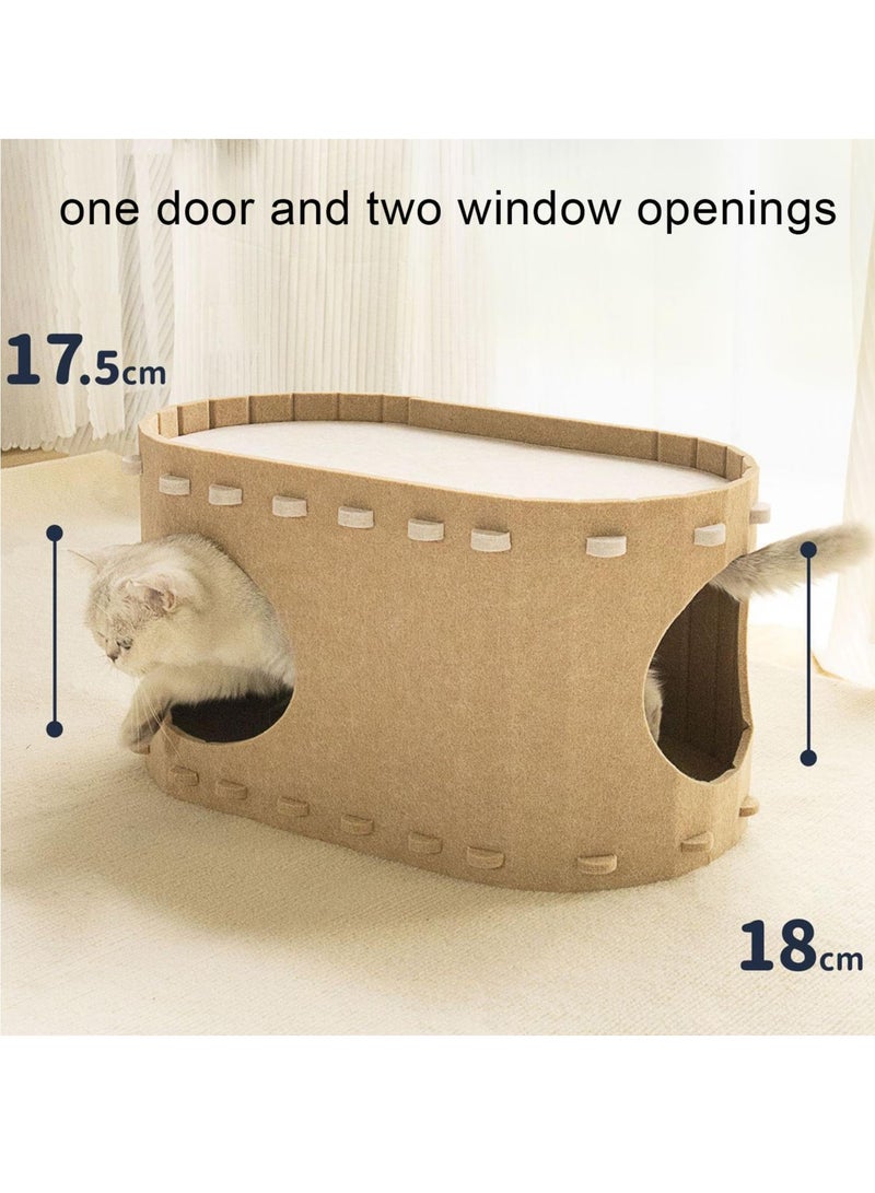 SOLARAE Cat Tunnel Bed, Indoor Cat Hideout, Cat Tunnel, Pet Hideout Bed, Cat Cave for Indoor Cats, Multifunctional High Capacity Removable Tear Resistant Washable Soft Cat Toy Tunnel Bed for Kitten and Cat - Image 3
