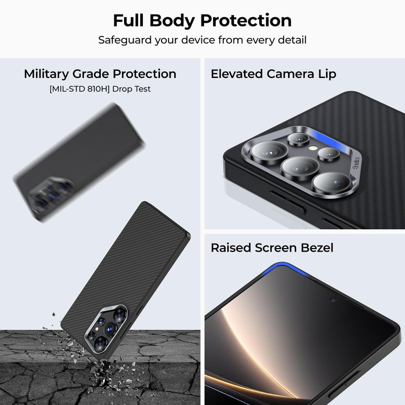 Benks حافظة BENKS S25 Ultra، ArmorPro لجهاز Samsung Galaxy S25 Ultra متوافقة مع Magsafe، [حماية من الدرجة العسكرية] حافظة واقية مضادة للصدمات مصنوعة من ألياف Dupont Kevlar 600D - Image 4