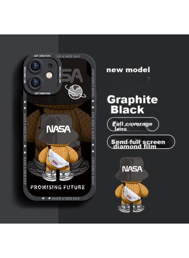 Neyaa Nai Xiao Ya Iphone 12 Case, Iphone 12 Protective Cover, Full Lens Protection, Silicone Shockproof, Ultra-thin, Creative Cartoon Simple Trendy Soft Case For Men And Women, Graphite Black - Image 1