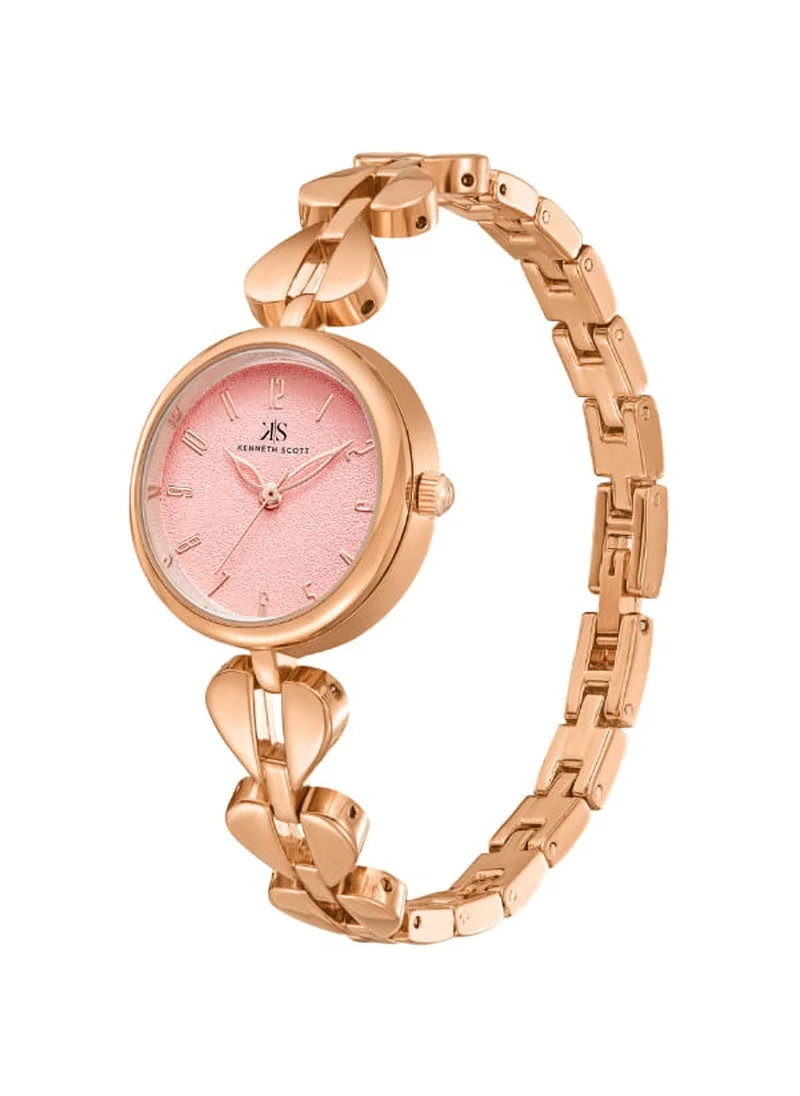 KENNETH SCOTT Kenneth Scott K23504-RBKP Women's Analog Display Watch & Alloy Strap Rose Gold