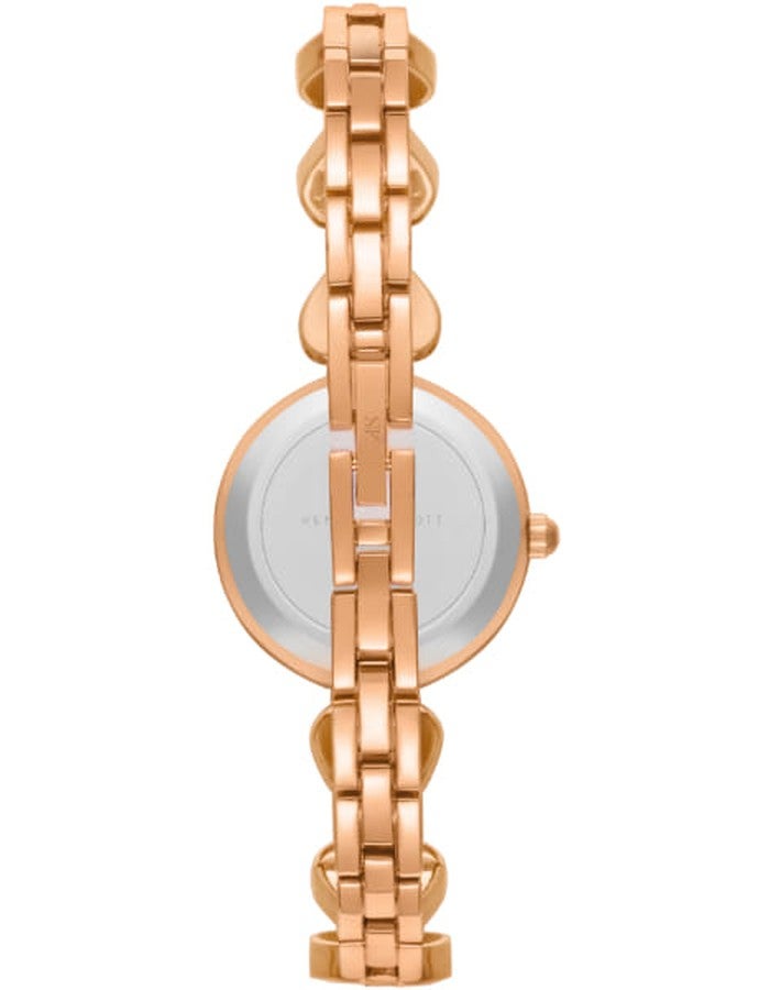 كينيث سكوت ساعة كينيث سكوت نسائية بعرض تناظري وسوار من خليط معدني ذهبي وردي - Image 2