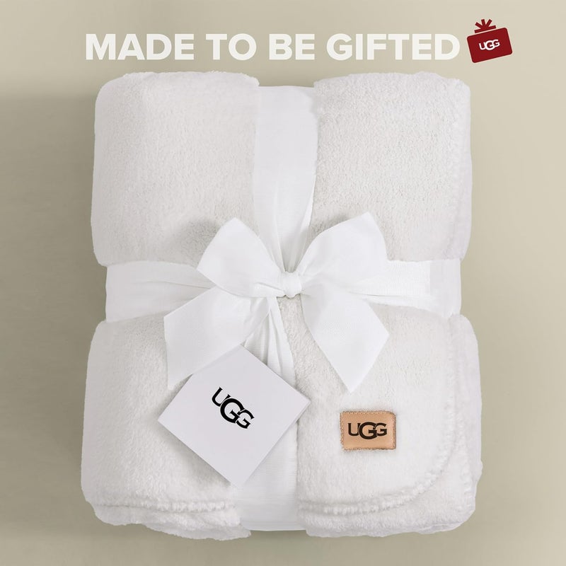 UGG Whitecap Plush Throw Blanket Fleece Soft Fuzzy Throw Blankets for Couch or Bed, Home Decor, Winter Blanket, Machine Washable, 50-inch x 70-inch, White Snow - Image 3