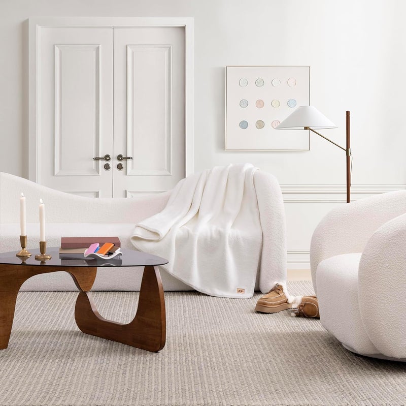 UGG Whitecap Plush Throw Blanket Fleece Soft Fuzzy Throw Blankets for Couch or Bed, Home Decor, Winter Blanket, Machine Washable, 50-inch x 70-inch, White Snow - Image 5